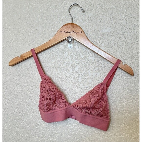Lively Bralette Mauve Pink Lace Triangle Cups Xs Wireless - Picture 1 of 3
